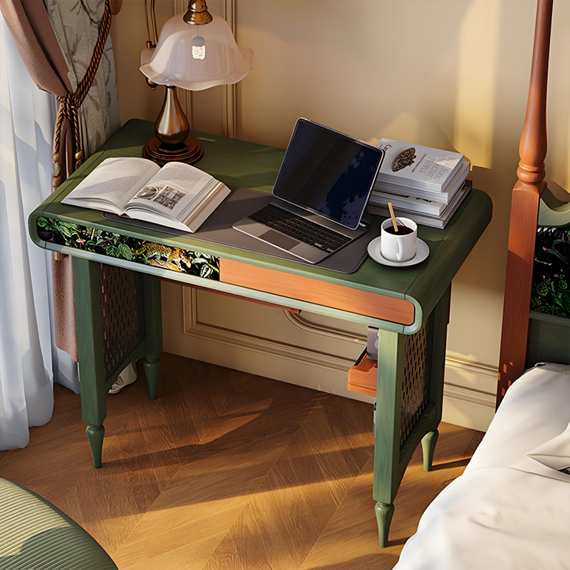 Bureau 36,22 "en bois massif rétro vert