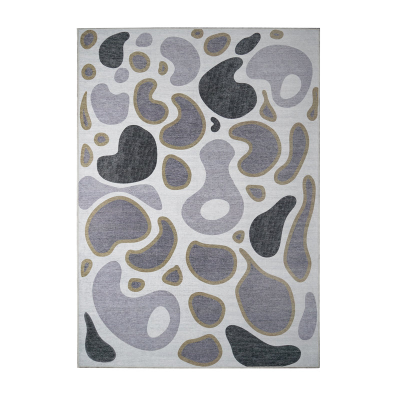 Tapis lavable gris olive Kyoa 5X7, Rectangle 5 pi x 7 pi