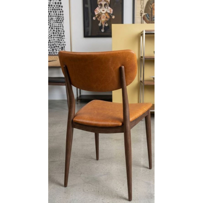 Chaise en similicuir Roma, Tanné, Noyer