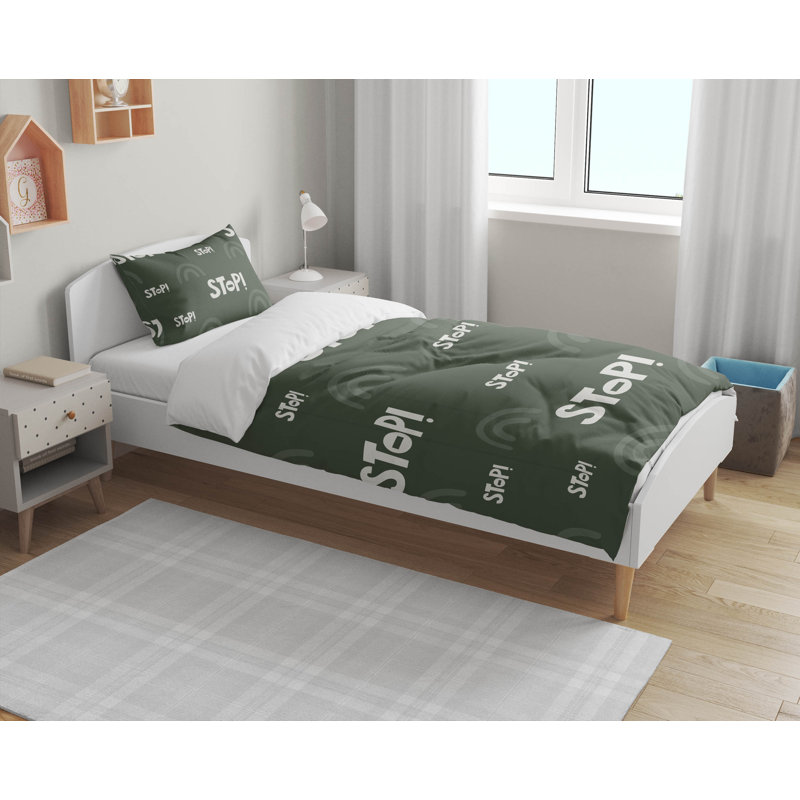 Stop Colorized Decorative Lightweight Comforter Set, Green/White