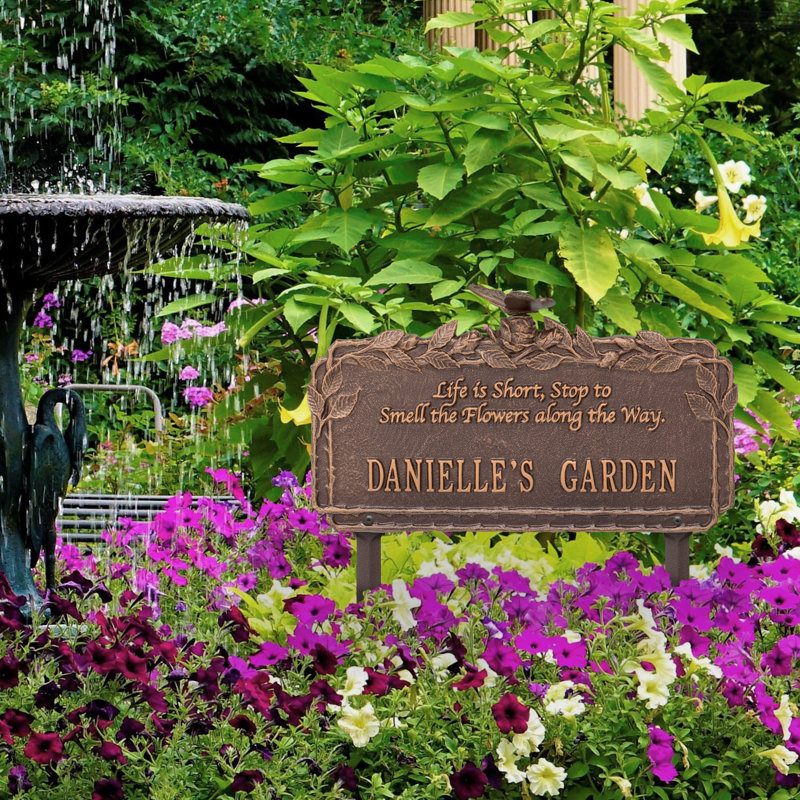 Plaque de jardin papillon avec citation rose, Cuivre antique, Oui