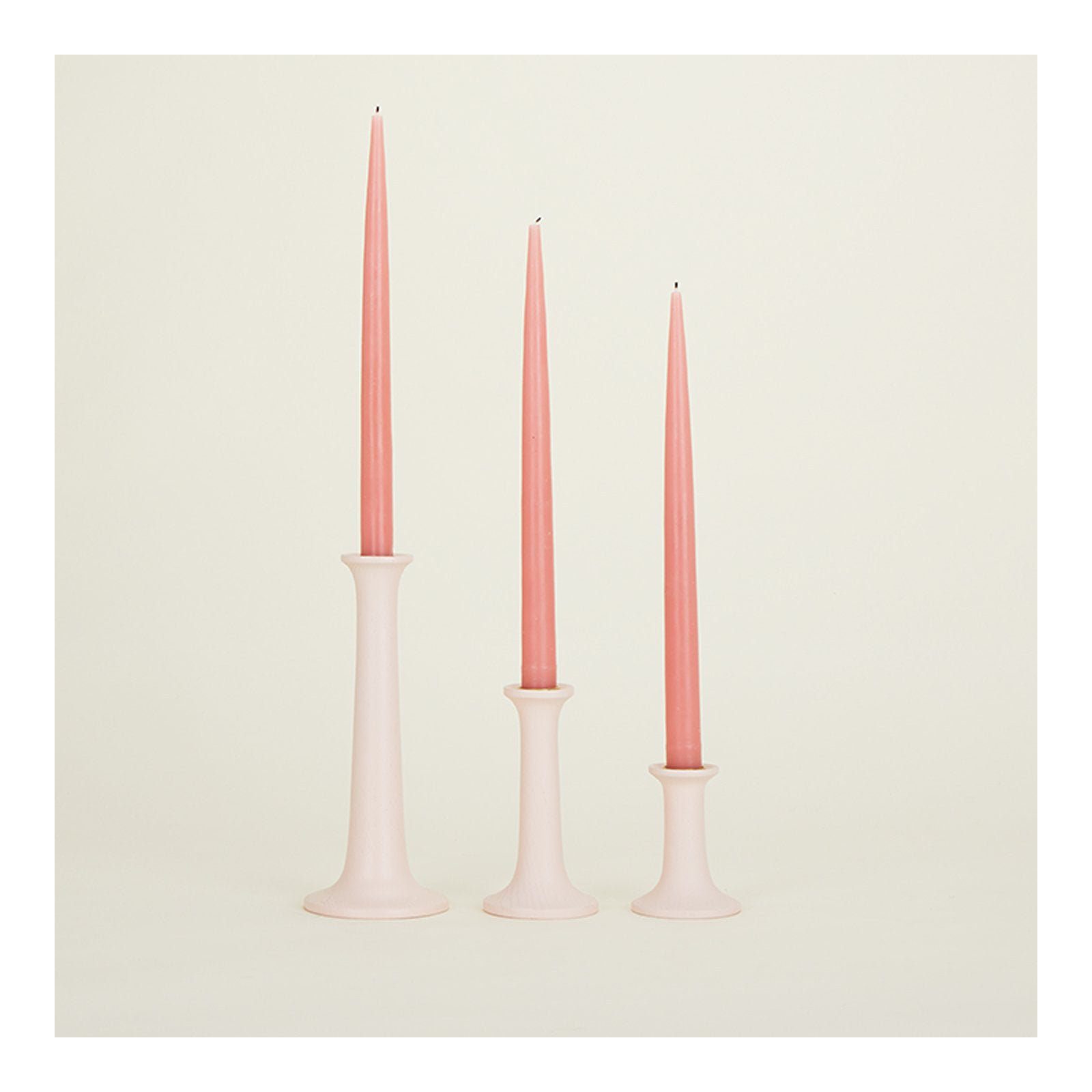 Simple Solid Wood Tabletop Candlestick, Blush, 5.5" H x 3.5" W x 3.5" D