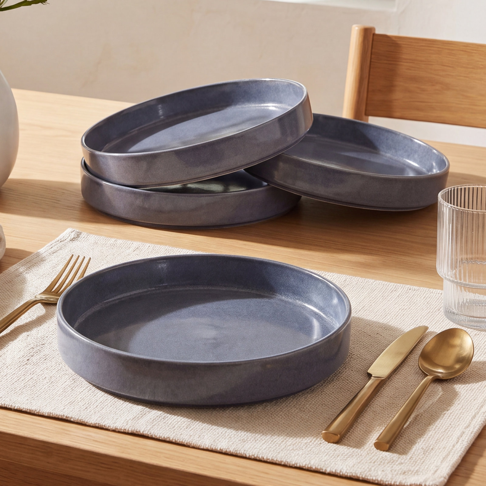 Gisella Stoneware Pasta Bowl, Misty Blue