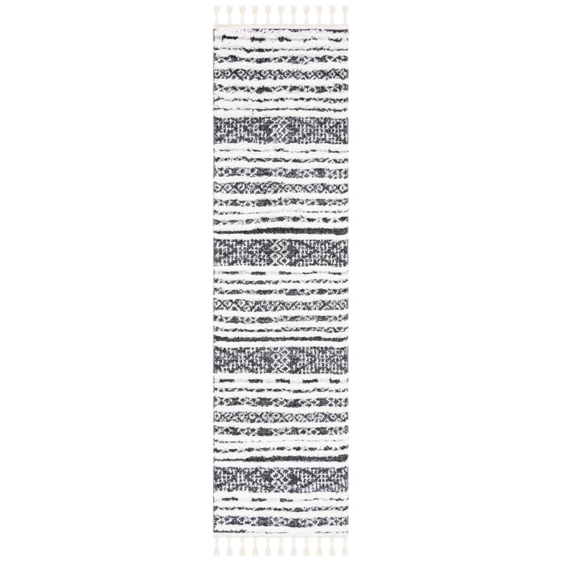 Tapis à poils longs Tynes, Tapis de couloir 2 pi 3 po x 8 pi