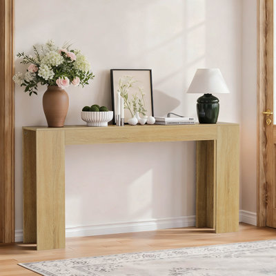 62.99-Inch Extra-Long Entryway Table, Farmhouse Sofa Table Behind The Sofa, Decorative Table For Narrow Entrances In The Living Room, Hallway, Entrance, Or Foyer, Oak-Colored Console Table