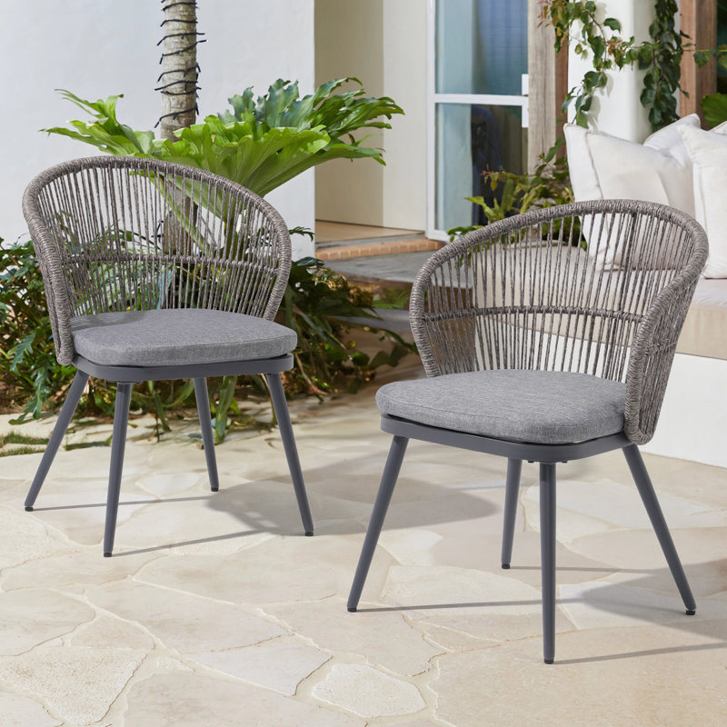 Chaise de patio Brittenham résistante aux intempéries, Gris / Gris