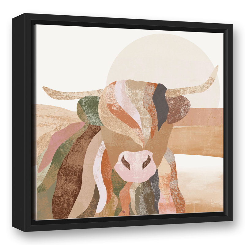 Boho Highland Cow, reproduction d'art sur toile, L 13,75 po x H 13,75 po