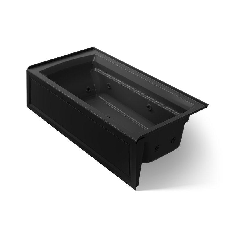 Archer Alcove 72" x 36" Whirpool Bathtub, Black, Right