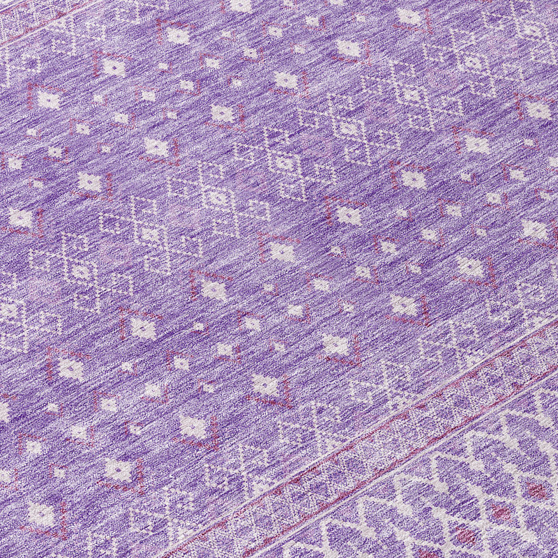 Tapis rond lavable et mauve 8 po