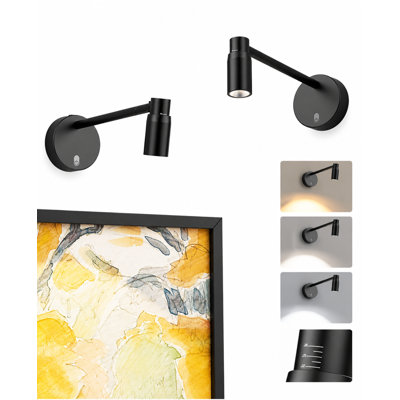 Ensemble de 2 lumières à piles pour éclairage d'art avec projecteur CCT, mise au point zoomable, télécommande, bras rotatif à 350 °, pour salle de bain