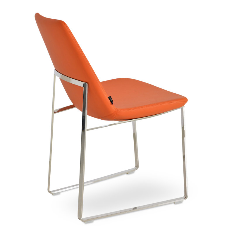 Eiffel Metal Sled Side Chair, Stainless Steel, Brown PPM