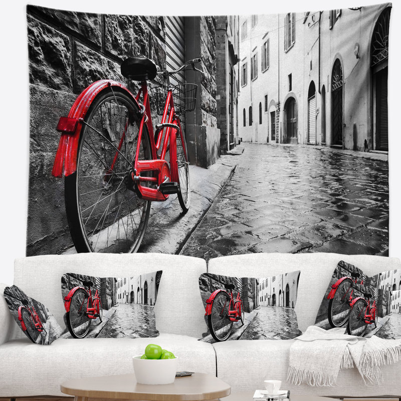 Tapisserie vélo rétro rétro Cityscape, H 78 po x l 92 po