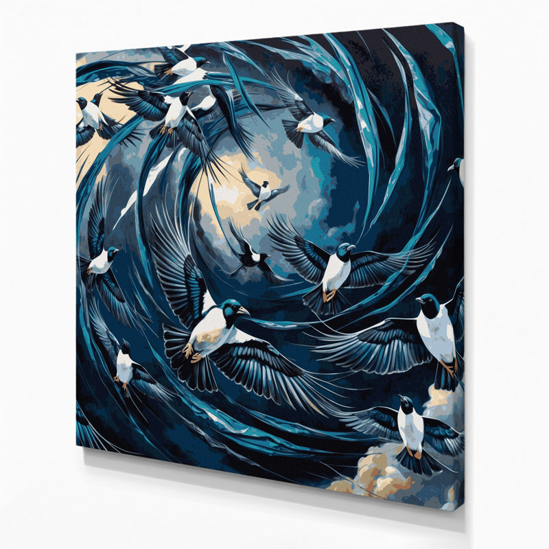 Art mural sur toile, oiseaux, pie Eurasian, H 8 po x l 8 po