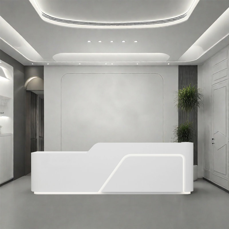 Bureau de réception moderne 110,23 ", bureau de réception robuste de haute qualité avec un design élégant, Blanc