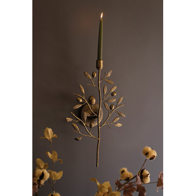  Antique Brass Fruit Tree Taper Wall Sconce 20" H Decorative Accent