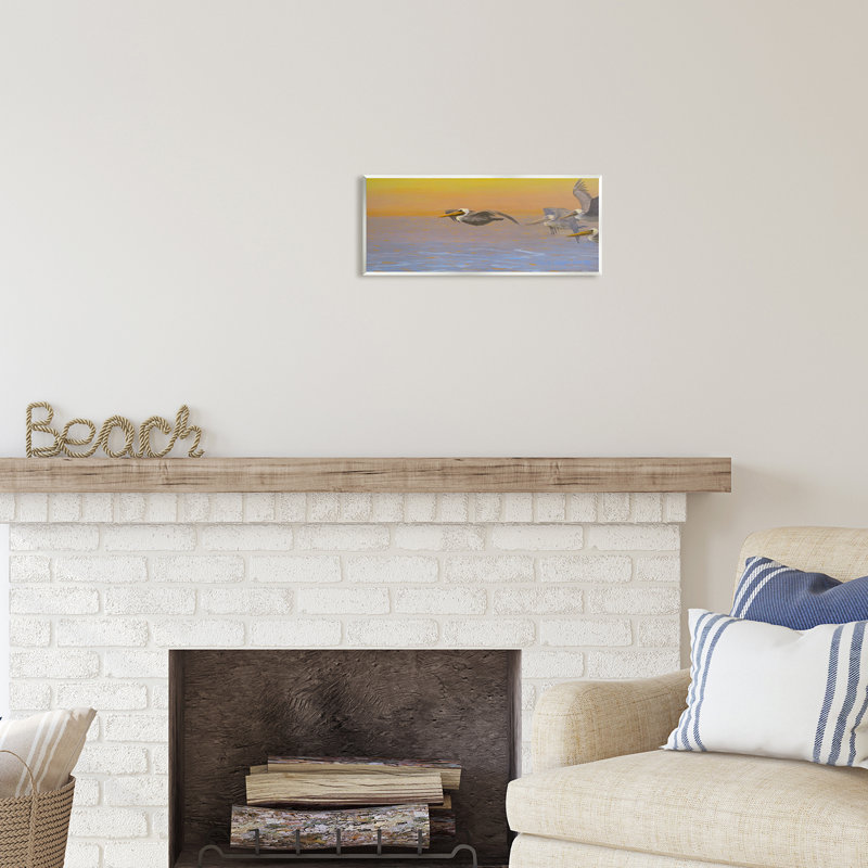Au-459-Giclée, Pélicans volant au lever du soleil, Mdf, L 7 po x H 17 po x P 0,5 po