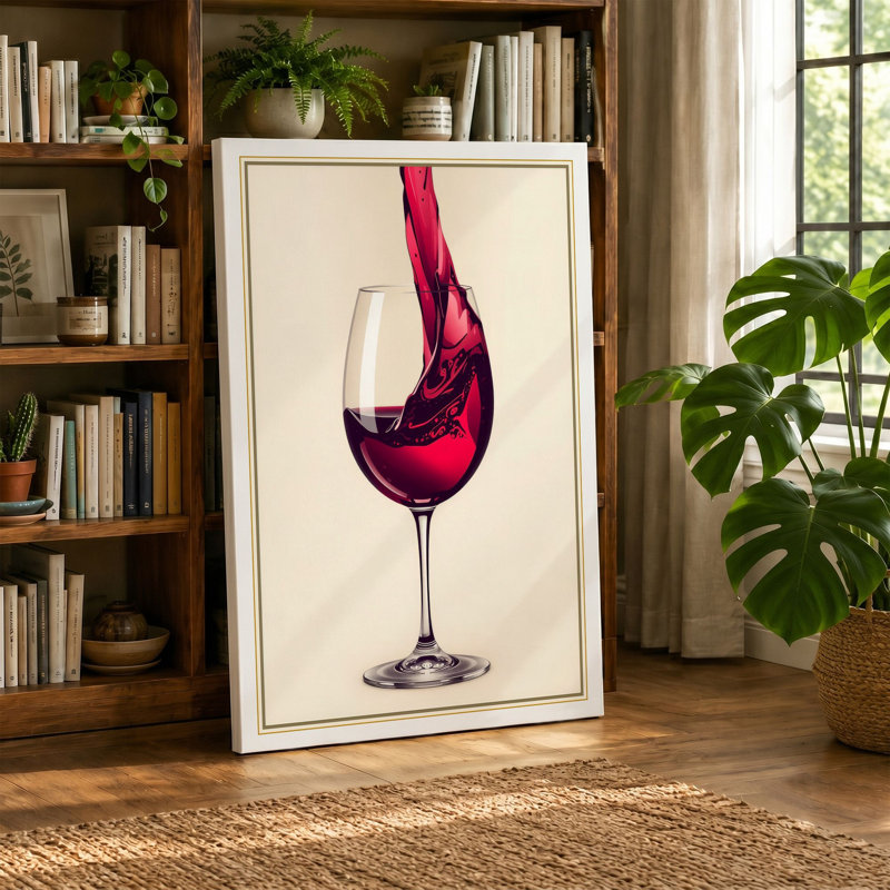 Wine Splash Modern - Wrapped Canvas, 36x24 - 91.4 x 61.0 cm, Teal Border