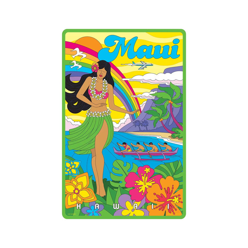 Maui Pop Art Travel, affiche par Jim Zahniser - Toile tendue avec châssis sur toile, H 26 po x l 18 po x 1,5 po