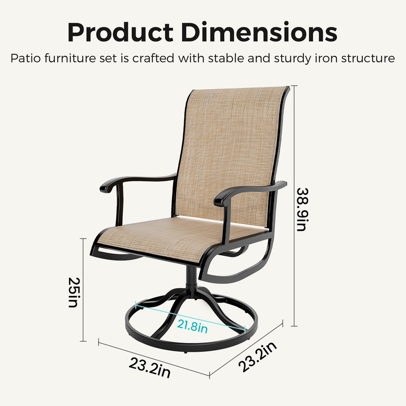 Ensemble de 2 chaises de patio pivotantes Sandisfield (ensemble de 2), Beige