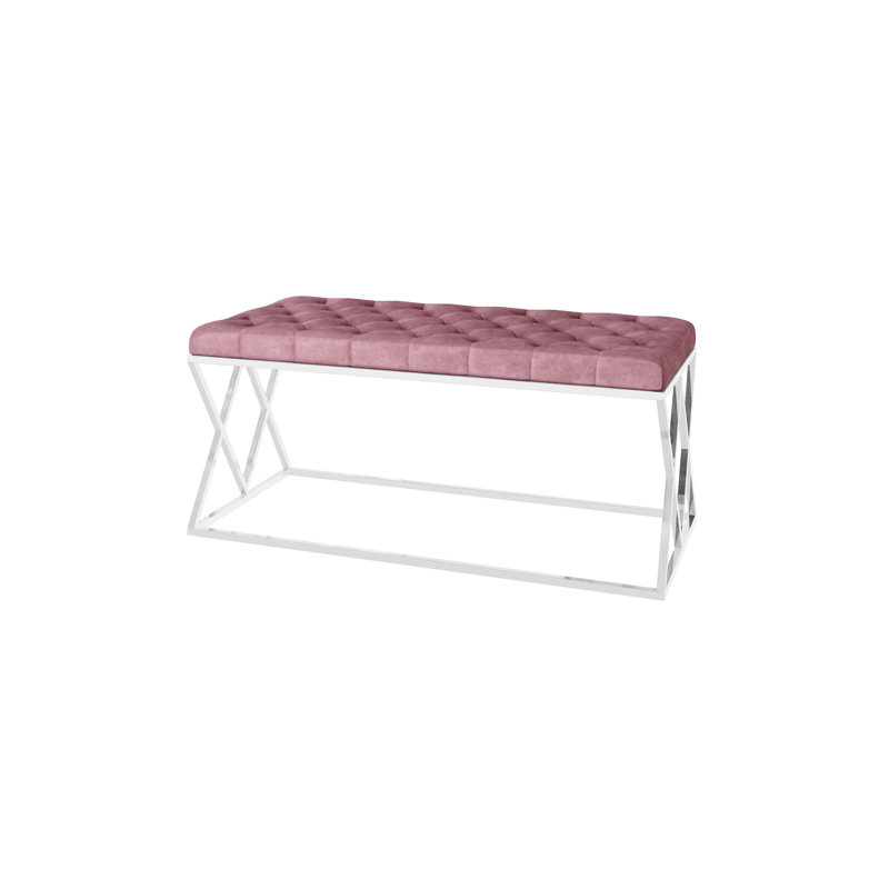 Arsim Velvet Upholstered Bench, Pink