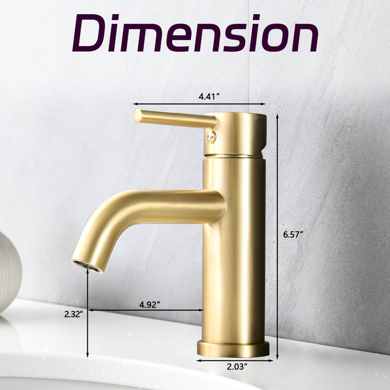 Bathroom Faucet Single Hole - Modern Style, Brushed Gold, Stainless Steel, 1.2 Gpm Flow, Effortless Installation For Decor Items Sink Hole, Saving Time And Effort During