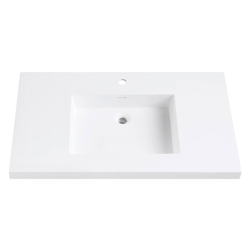 VersaStone 37" Matte White Acrylic Vanity Top with Integrated Sink