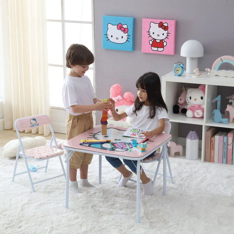 Ensemble de table et de chaises pour enfants Hello Kitty, 3 pièces