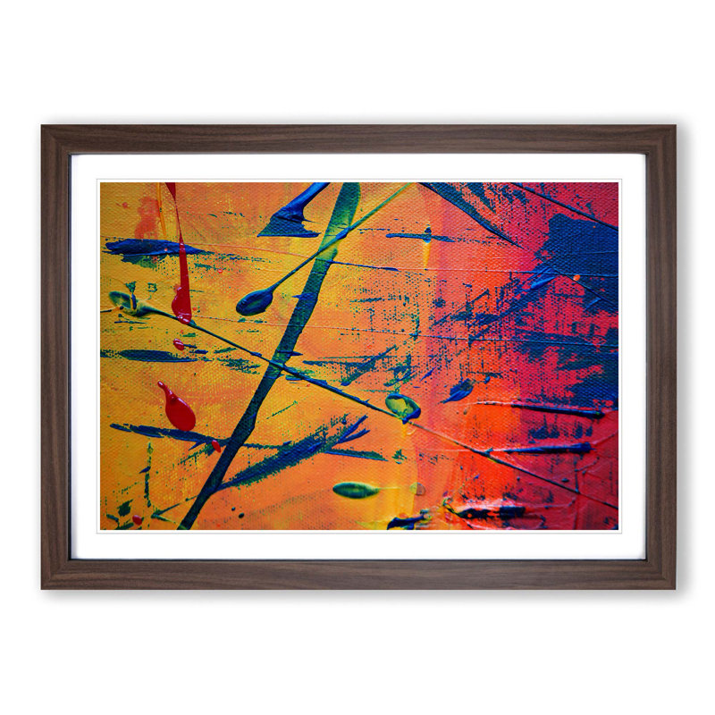 Abstract Art Painting Vol.157 by S.Johnson - Picture Frame Painting Print, 36cm H x 48cm W x 2cm D, Walnut Framed