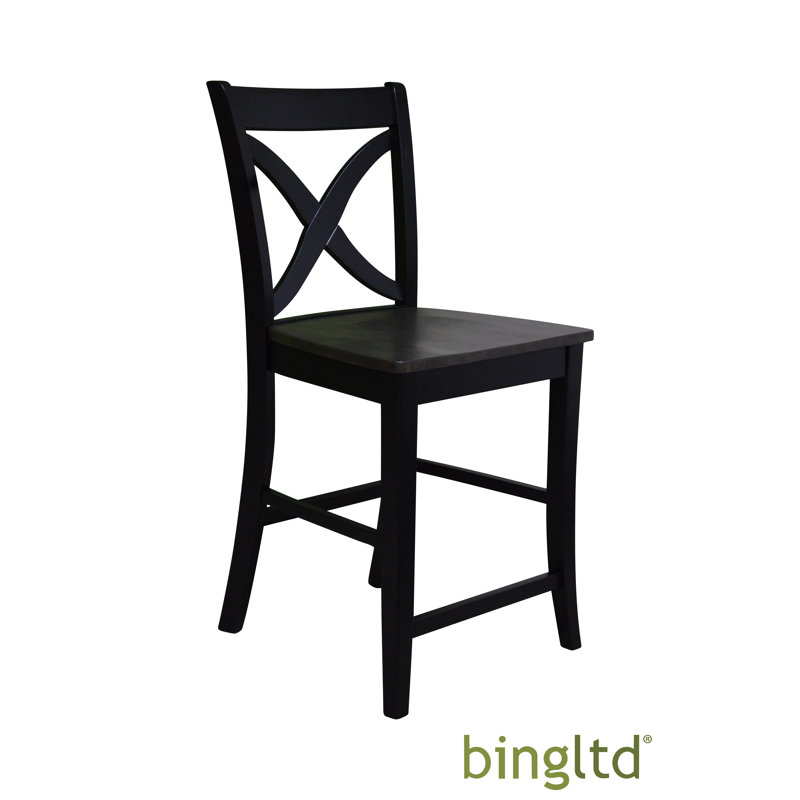 Chaise d'appoint en bois massif Mclemorre, Noir