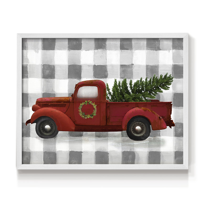 Buffalo Check Truck -Framed Print - Restickable, 8" H x 10" W, White