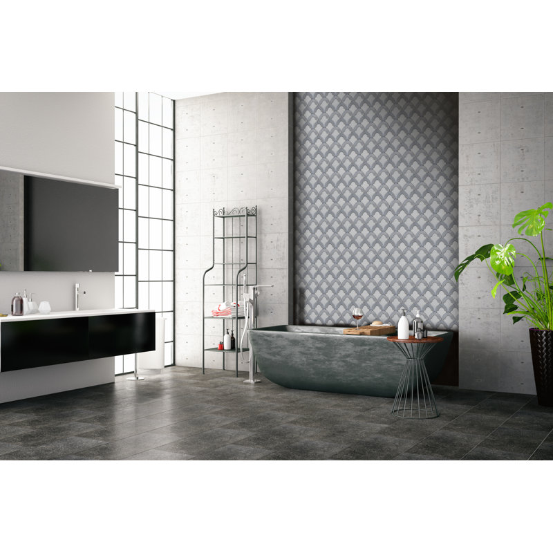 10" x 10" Marble/Glass Fish Scale Mosaic Wall & Floor Tile