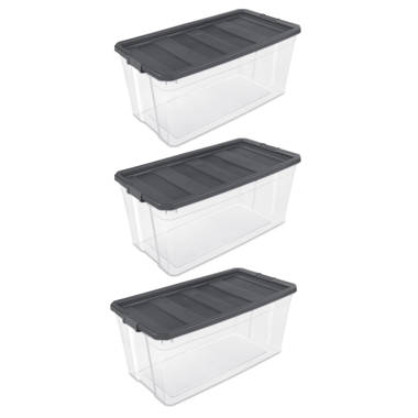 Sterilite 160 Qt Latching Stackable Wheeled Storage Tote w/ Lid, 4 Pack