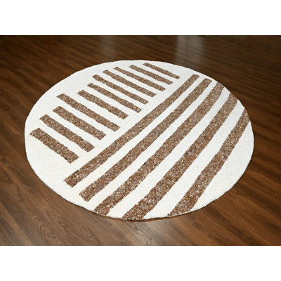 10'0" x 10'3" New Hand Knotted Brown Wool Round Oriental Rug - MOA10284845