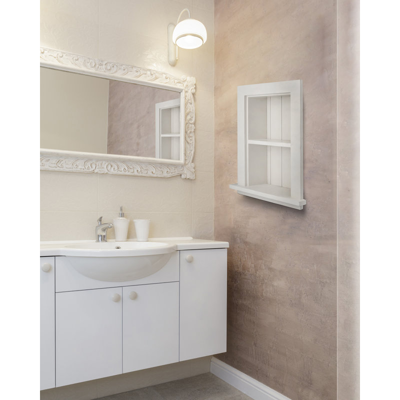 AdirHome White Hardwood Recessed Wall Cabinet with Shelf