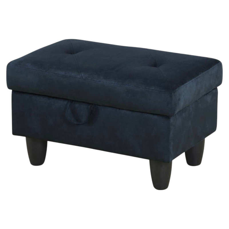  Repose-pieds capitonné rectangulaire avec rangement de 28,5 po Orella Marlinda, Diamant bleu flanelle minuit