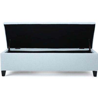 Elegant Blue Fabric - Button Tufting, Storage, 51"W X 17.5"D 17"H For Home Versatile Storage In Tufting And Diamond Stitch,