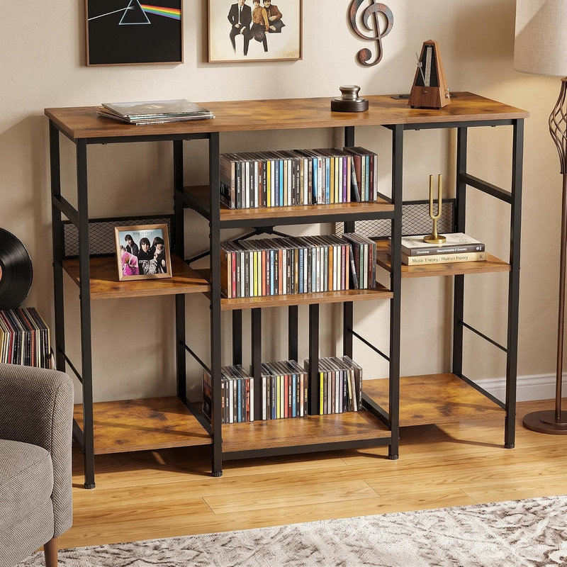 Grande tablette de rangement en bois à 3 niveaux pour CD, organisateur de média vertical pour CD, DVD, jeux de livres, présentoir pour bureau de salon