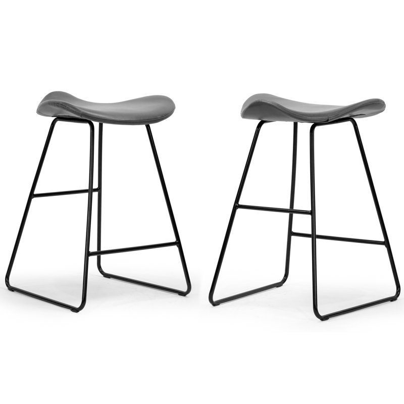Tabouret de bar et de comptoir Younts, Gris, Tabouret de comptoir (siège d'une hauteur de 24 p
