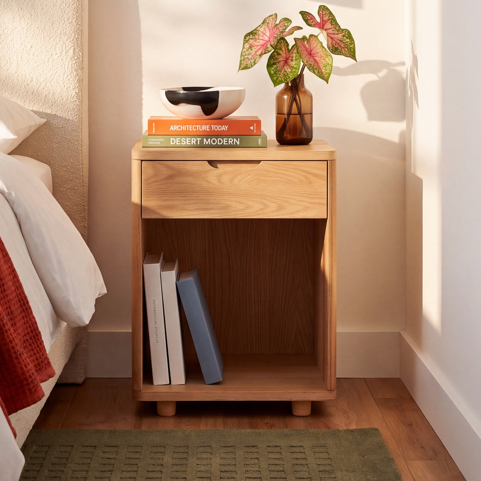 Varkala Oak Nightstand, Oak