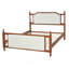 Grand lit plateforme tapissier avec tête de lit capitonnée à boutons, lit de ferme avec tête de lit et pied de lit