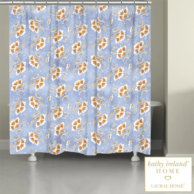 Rideau de douche Floral, Bleu clair