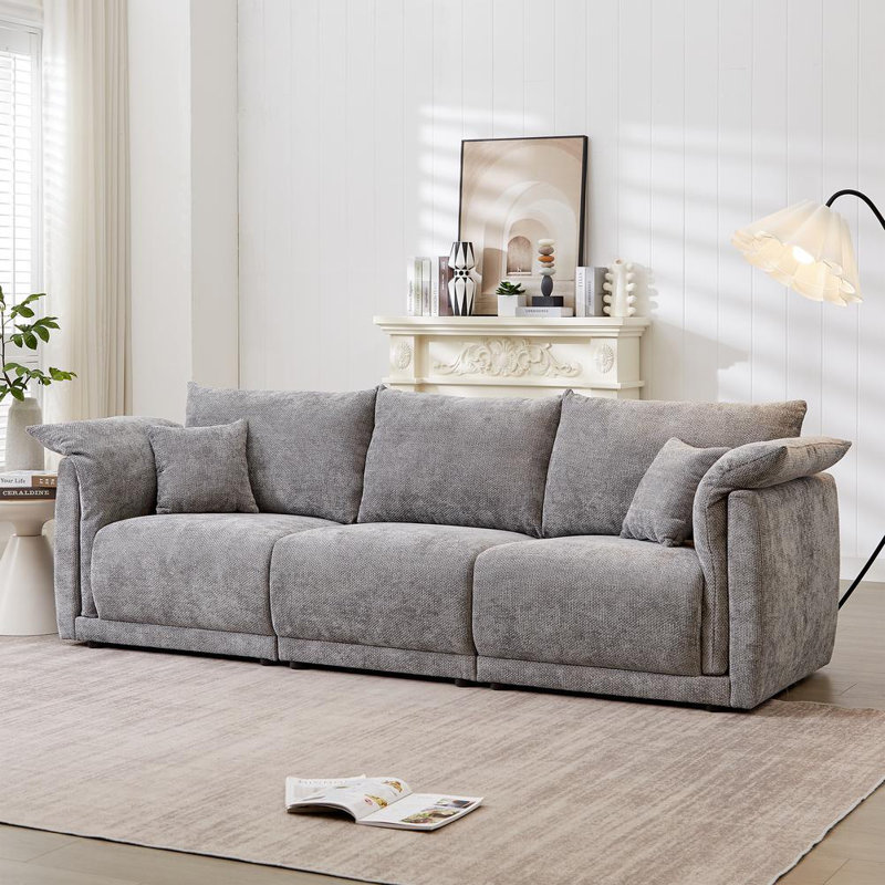 3-seater sofa with 2 pillows, Gray Linen