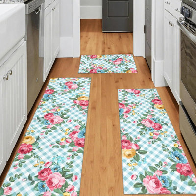 Ensemble de 3 tapis de cuisine Floral