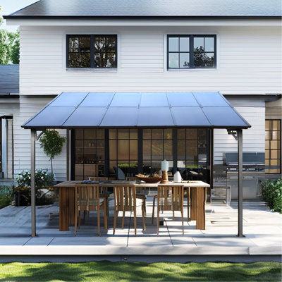 10' X 12' Outdoor Metal Pergola Gazebo, With Roof, For Patio, Decks, Backyard - Heavy-duty & Rust- Gazebo Pergola, Awning Heavy Duty Bending-