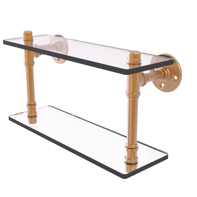 Bayer 2 Piece Industrial Pipe Shelves, Brushed Bronze, 9.4" H x 16" W x 5.6" D