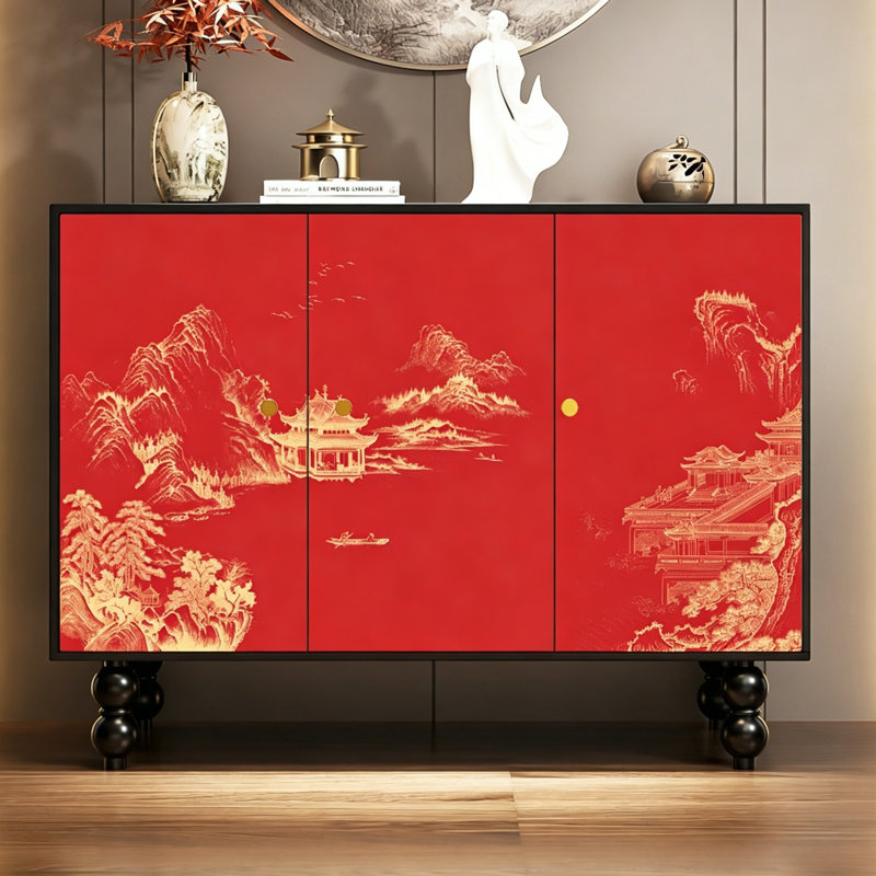Chinese Style Wooden Entryway Storage Cabinet