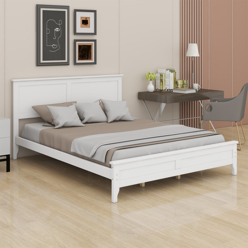 Modern Platform Bed, White