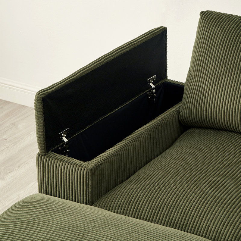 Canapé modulaire à assise profonde avec repose-pieds, Vert