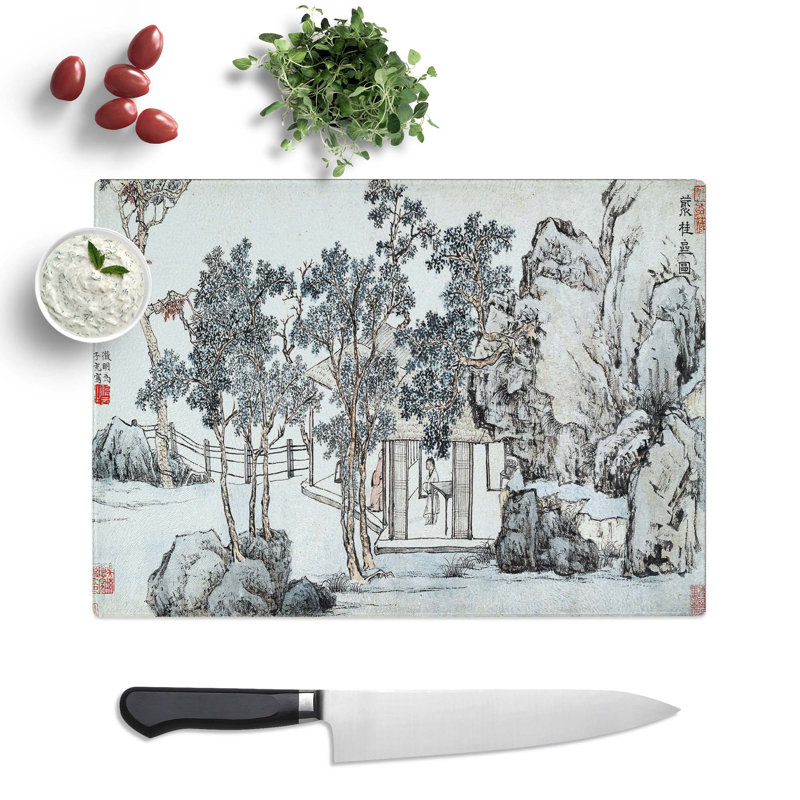 Tempered Glass the Cassia Grove by Wen Zhengming Chopping Board, 39 cm x 28.5 cm