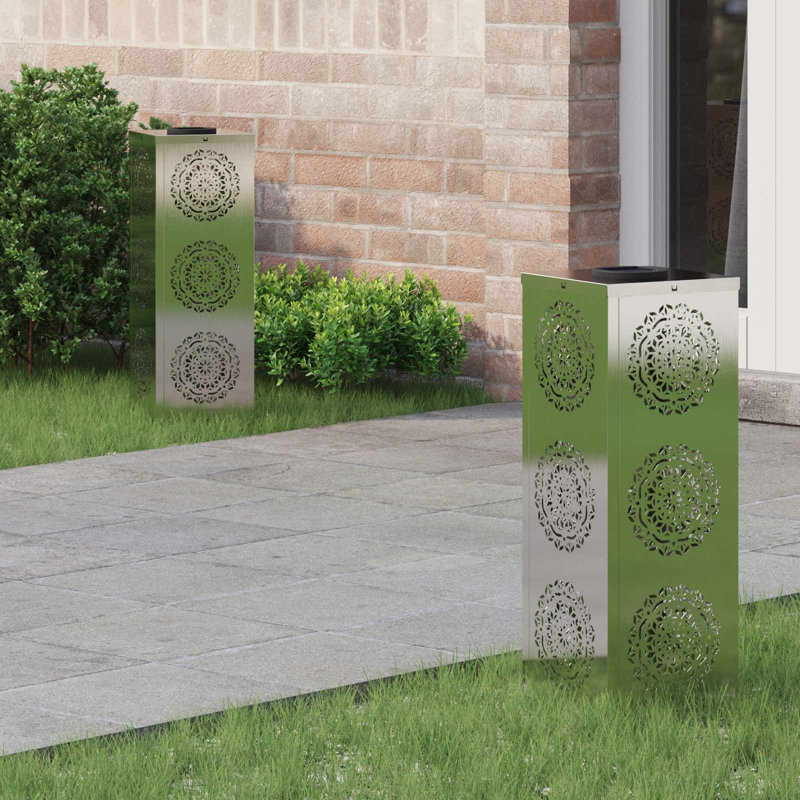 No Power Source Required / Manual Steel Pathway Light, Silver, 50cm H x 18cm W x 18cm D